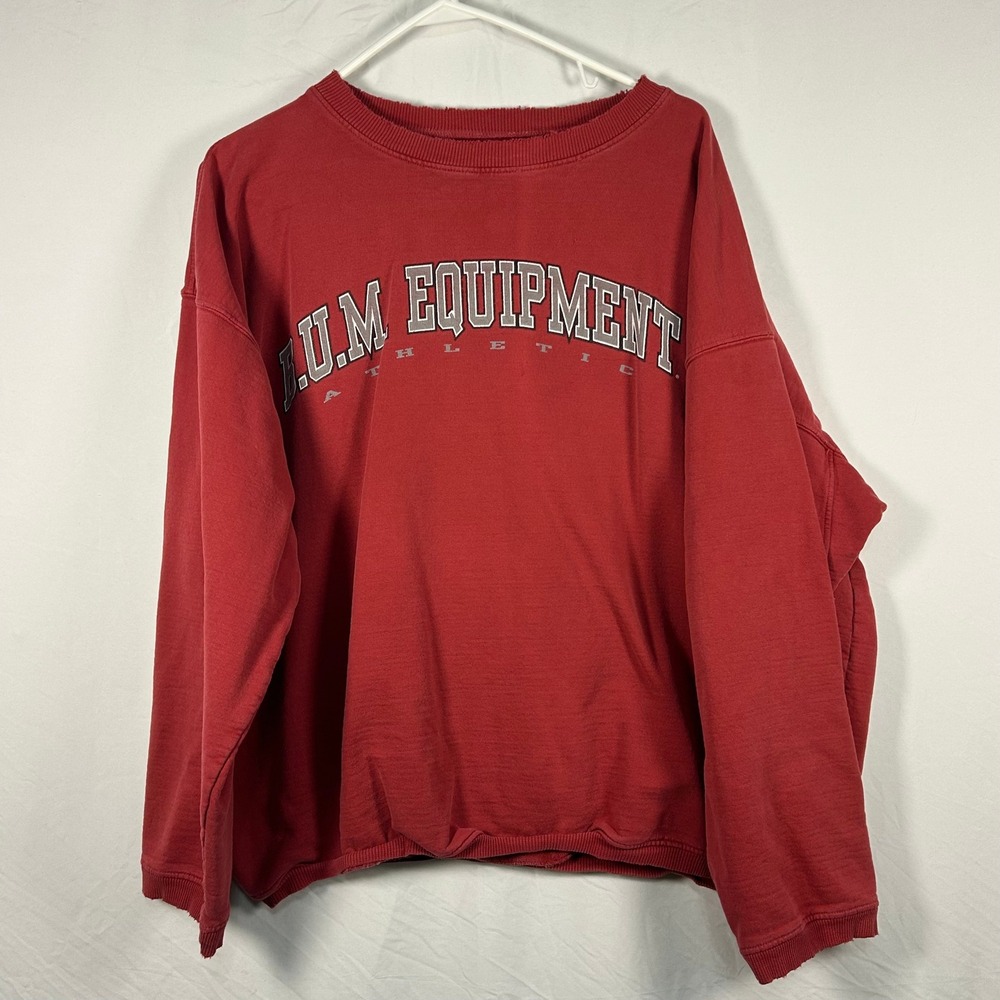 B.U.M. Equipment Sweatshirt Mens XL Red Vintage Athletic Arch Logo Pullover